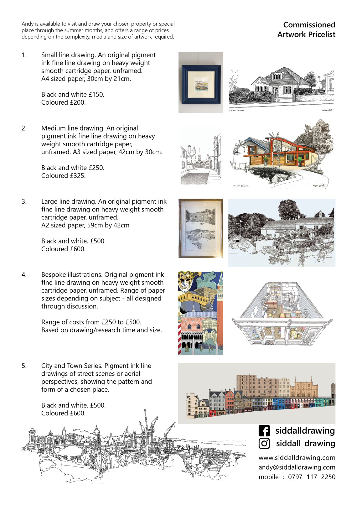 Siddall Drawing Commissioned Pricelist 2020